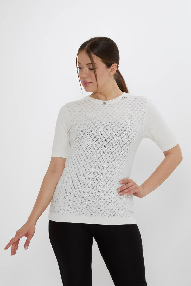 Kadın Triko Aksesuar Detaylı Ekru - 31815 | KAZEE