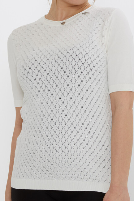 Kadın Triko Aksesuar Detaylı Ekru - 31815 | KAZEE - Thumbnail