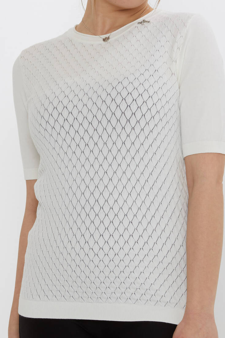 Kadın Triko Aksesuar Detaylı Ekru - 31815 | KAZEE