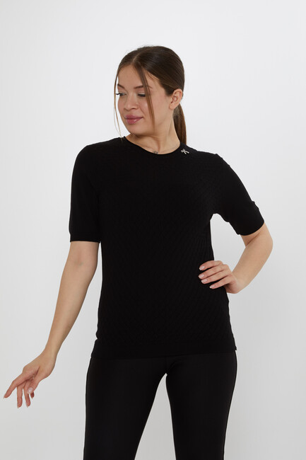 Kadın Triko Aksesuar Detaylı Siyah - 31815 | KAZEE - Thumbnail