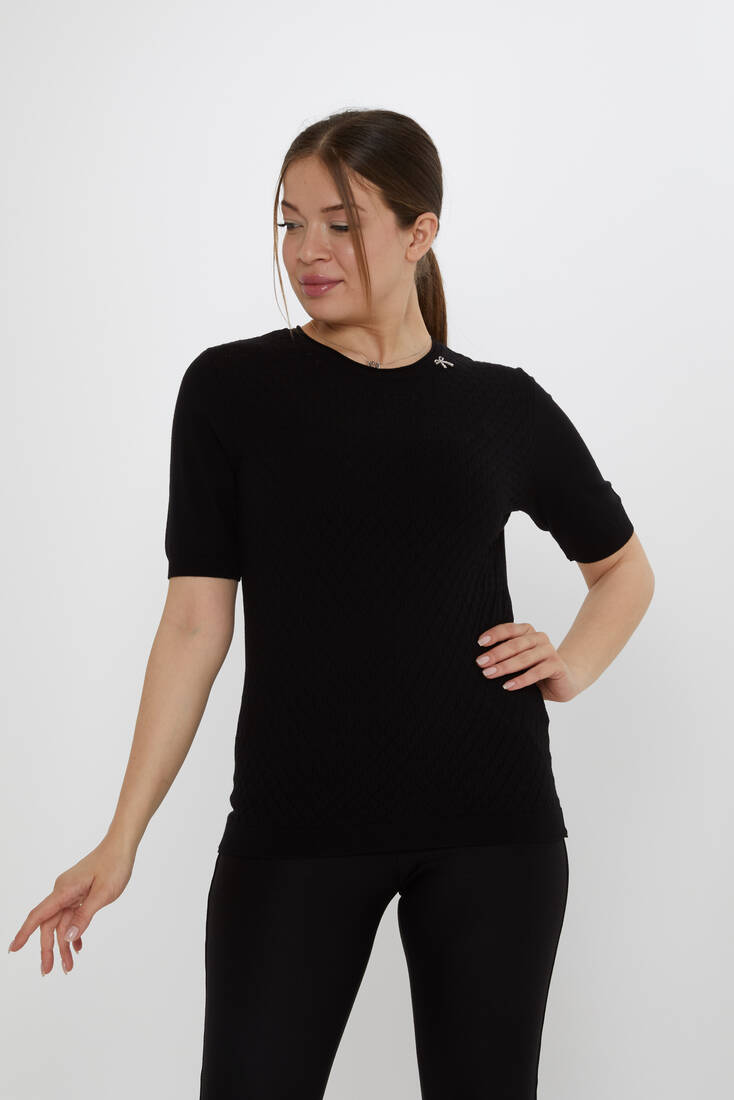 Kadın Triko Aksesuar Detaylı Siyah - 31815 | KAZEE