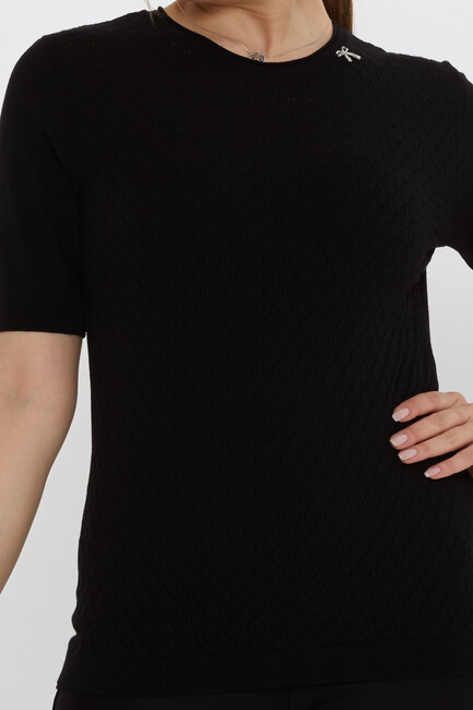 Kadın Triko Aksesuar Detaylı Siyah - 31815 | KAZEE - Thumbnail