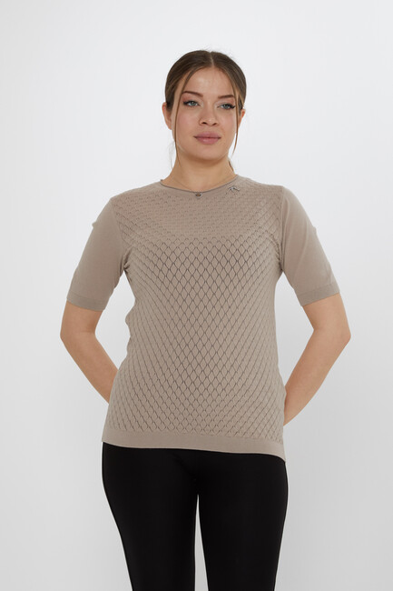 Kadın Triko Aksesuar Detaylı Vizon - 31815 | KAZEE - Thumbnail