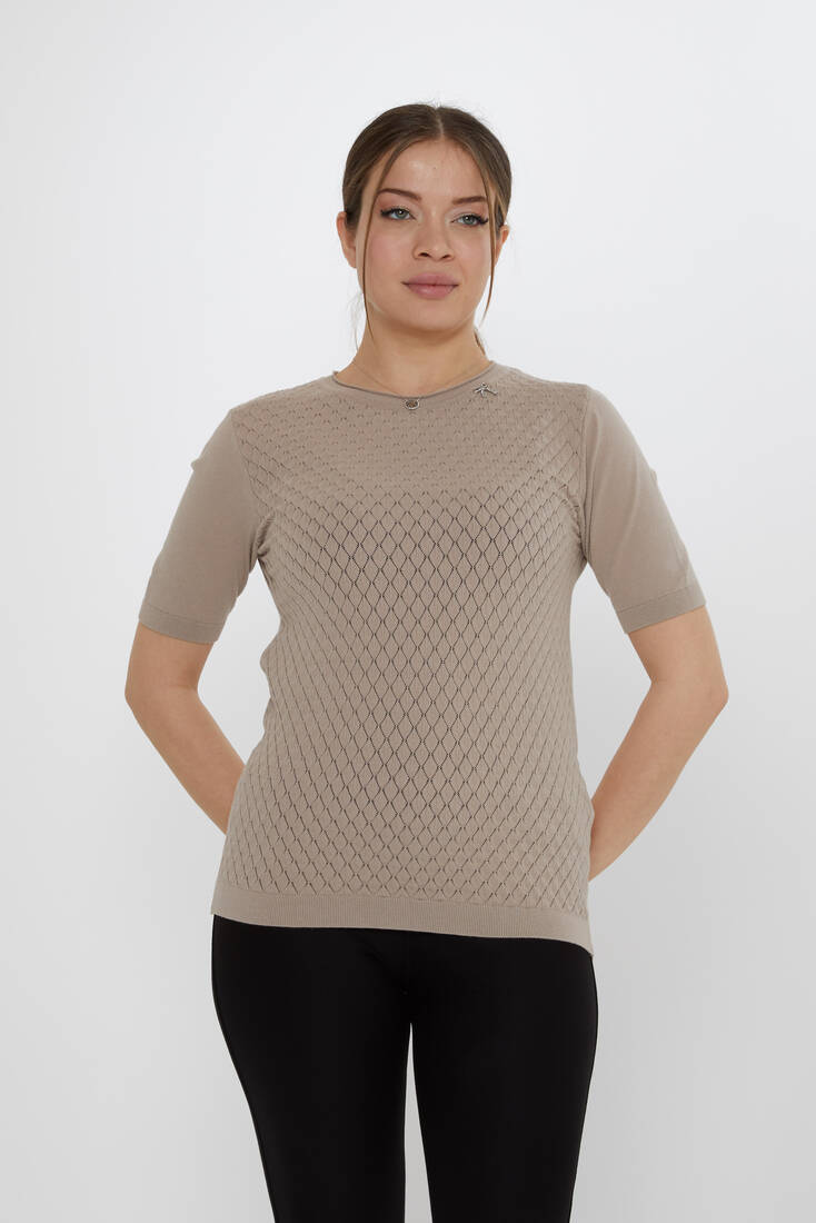 Kadın Triko Aksesuar Detaylı Vizon - 31815 | KAZEE