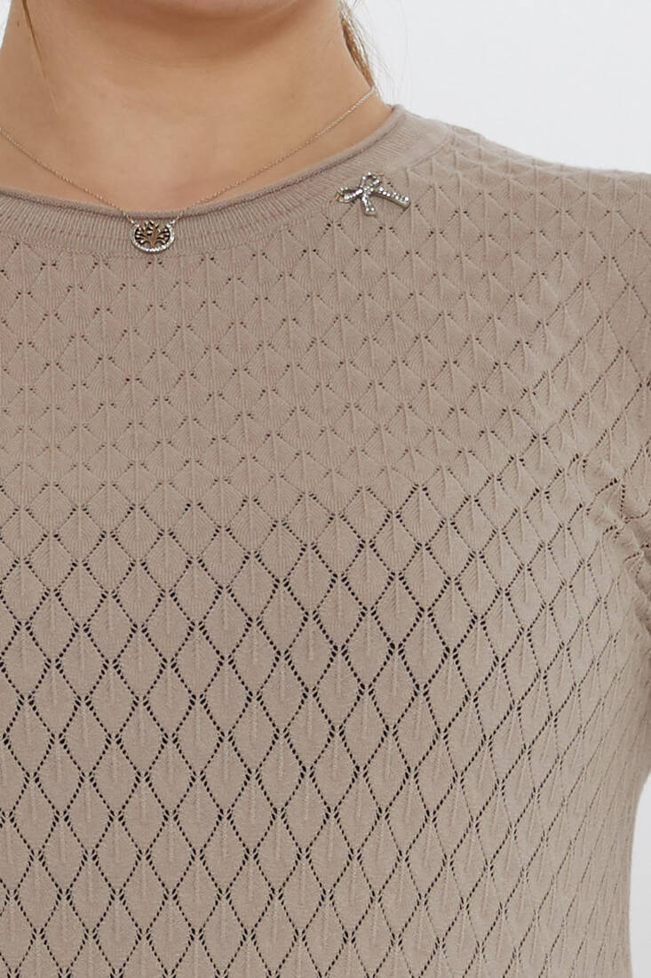 Kadın Triko Aksesuar Detaylı Vizon - 31815 | KAZEE