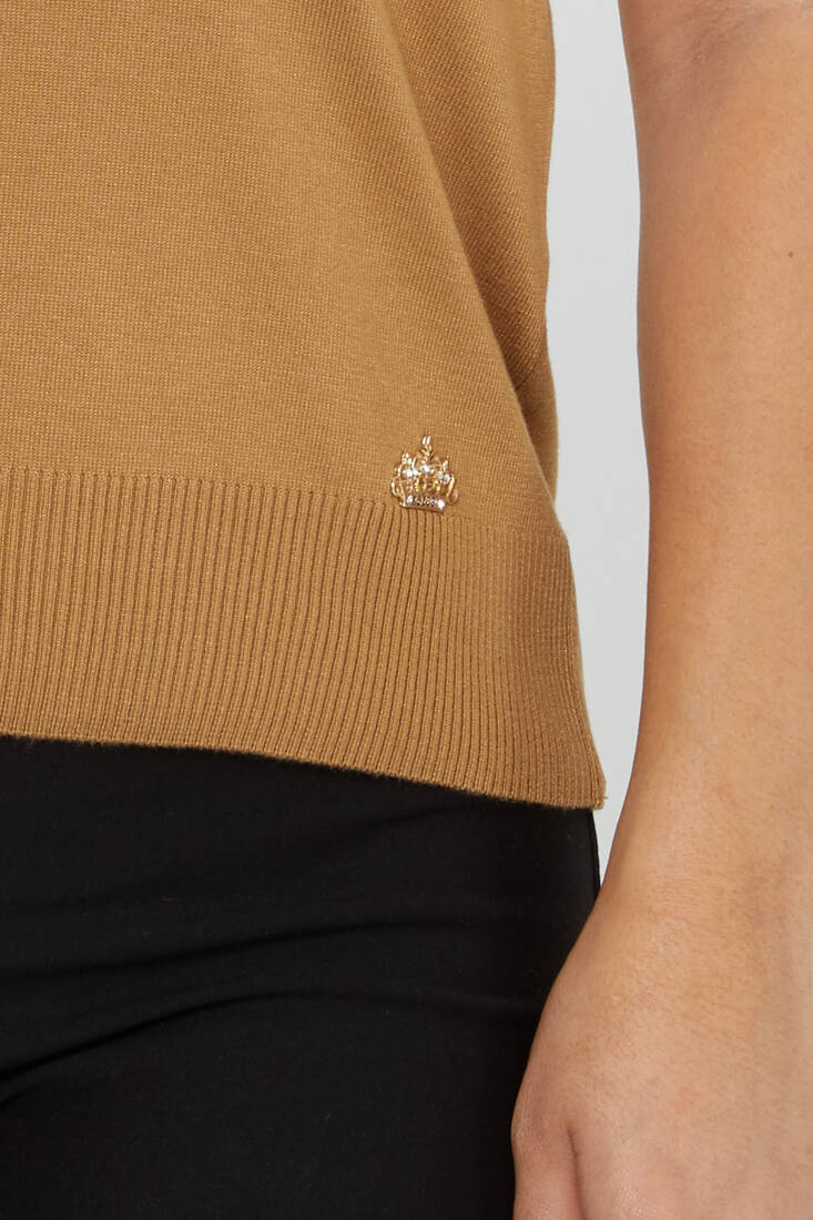 Kadın Triko Amerikan Model Basic Camel - 14541 | KAZEE Kadın Triko Amerikan Model Basic Camel - 14541 | KAZEE