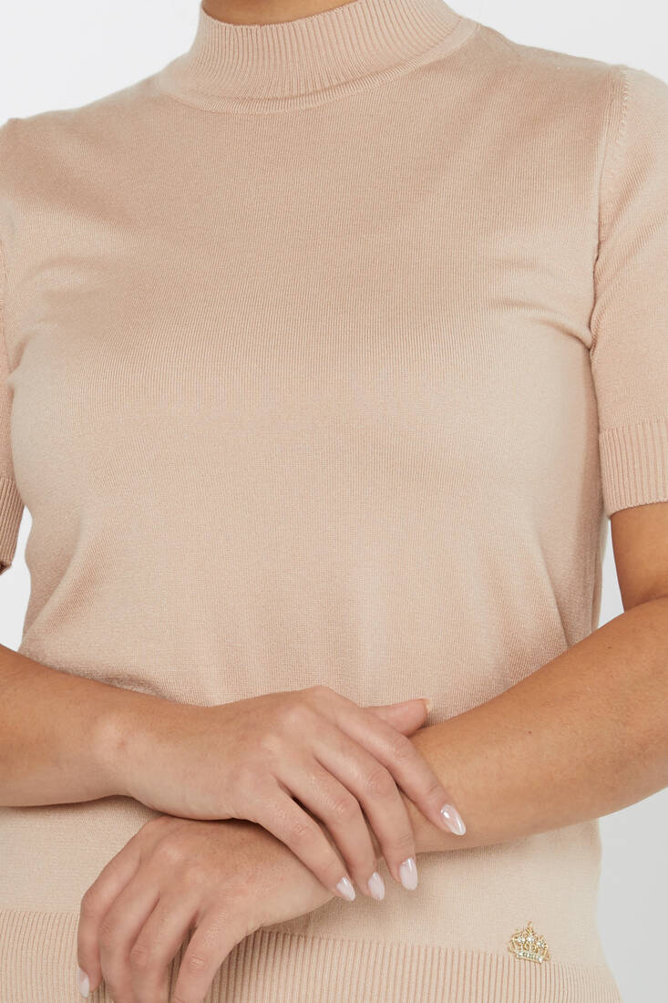 Kadın Triko Amerikan Model Basic Kemik - 14541 | KAZEE Kadın Triko Amerikan Model Basic Kemik - 14541 | KAZEE