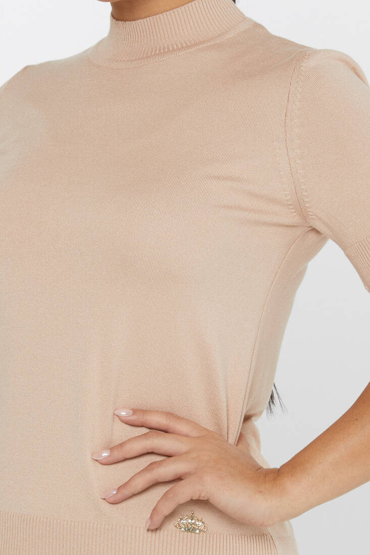 Kadın Triko Amerikan Model Basic Kemik - 14541 | KAZEE Kadın Triko Amerikan Model Basic Kemik - 14541 | KAZEE