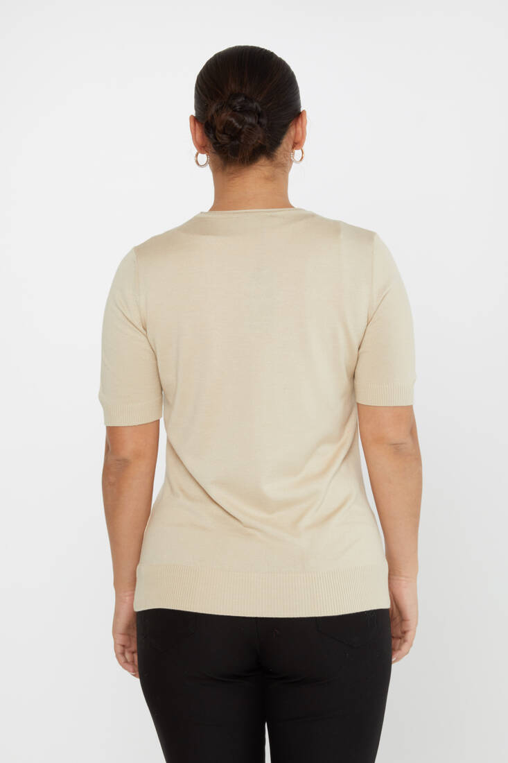 Kadın Triko Amerikan Model Basic Kemik - 16271 | KAZEE Kadın Triko Amerikan Model Basic Kemik - 16271 | KAZEE