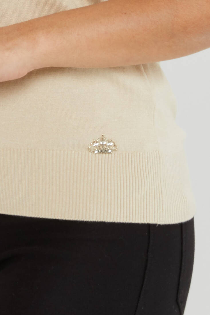 Kadın Triko Amerikan Model Basic Kemik - 16271 | KAZEE Kadın Triko Amerikan Model Basic Kemik - 16271 | KAZEE