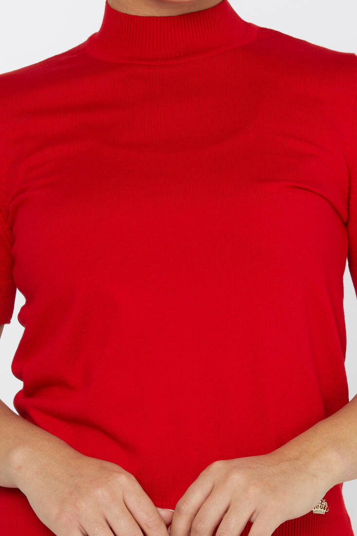 Kadın Triko Amerikan Model Basic Kırmızı - 14541 | KAZEE Kadın Triko Amerikan Model Basic Kırmızı - 14541 | KAZEE