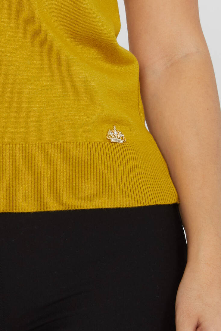 Kadın Triko Amerikan Model Basic Safran - 14541 | KAZEE Kadın Triko Amerikan Model Basic Safran - 14541 | KAZEE