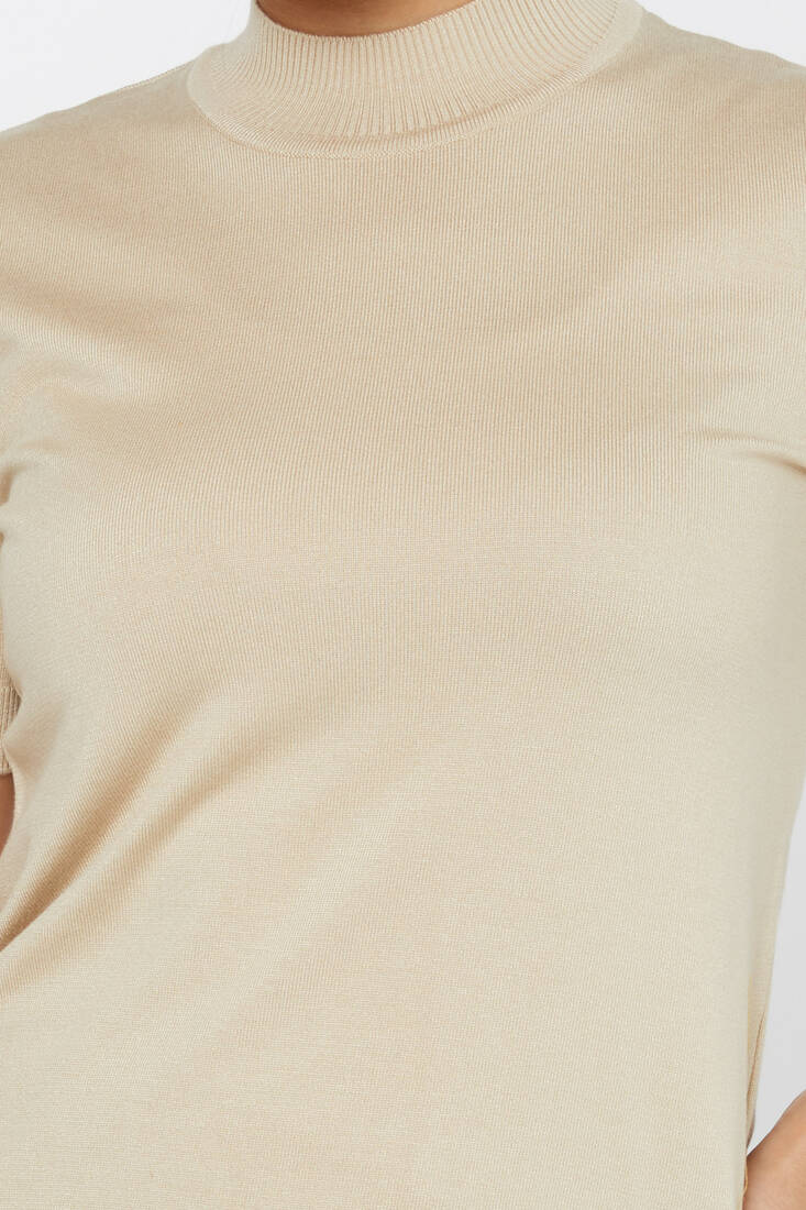 Kadın Triko Amerikan Model Basic Taş - 14541 | KAZEE Kadın Triko Amerikan Model Basic Taş - 14541 | KAZEE