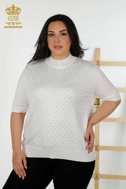 Kazee - Kadın Triko Amerikan Model Ekru - 16950 | KAZEE Kazee - Kadın Triko Amerikan Model Ekru - 16950 | KAZEE