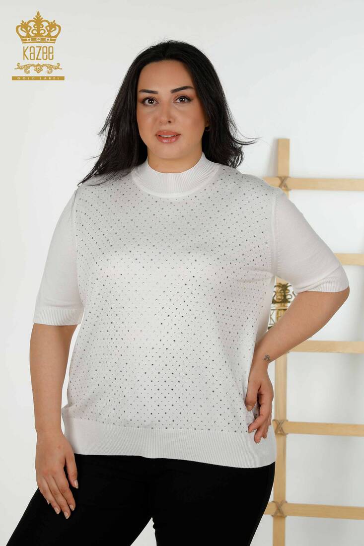 Kazee - Kadın Triko Amerikan Model Ekru - 16950 | KAZEE Kazee - Kadın Triko Amerikan Model Ekru - 16950 | KAZEE