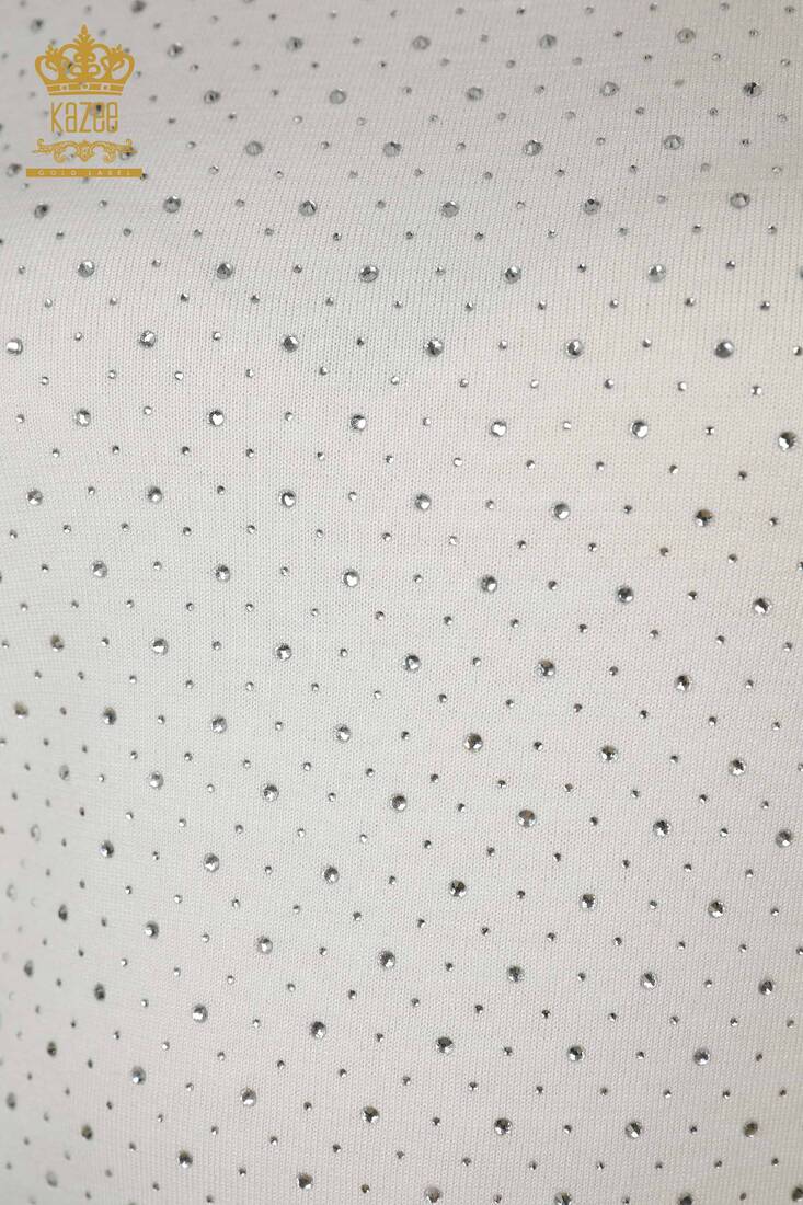 Kadın Triko Amerikan Model Ekru - 16950 | KAZEE Kadın Triko Amerikan Model Ekru - 16950 | KAZEE