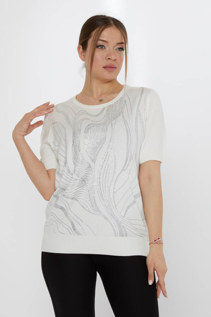 Kazee - Kadın Triko Amerikan Model Ekru - 30315 | KAZEE Kazee - Kadın Triko Amerikan Model Ekru - 30315 | KAZEE