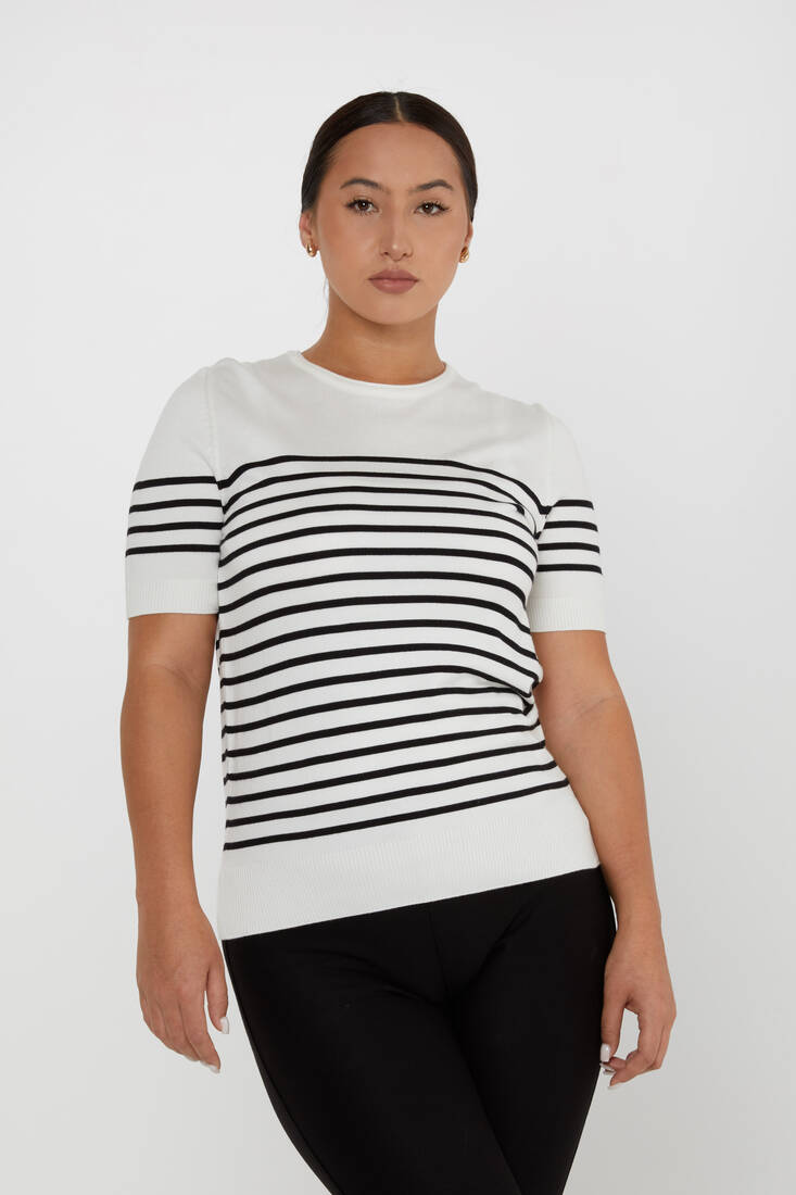Kadın Triko Amerikan Model Ekru - 30396 | KAZEE Kadın Triko Amerikan Model Ekru - 30396 | KAZEE