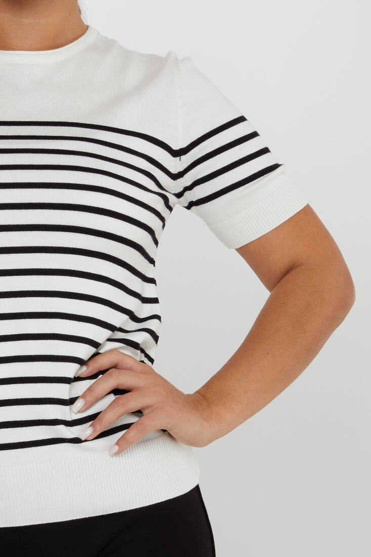 Kadın Triko Amerikan Model Ekru - 30396 | KAZEE Kadın Triko Amerikan Model Ekru - 30396 | KAZEE