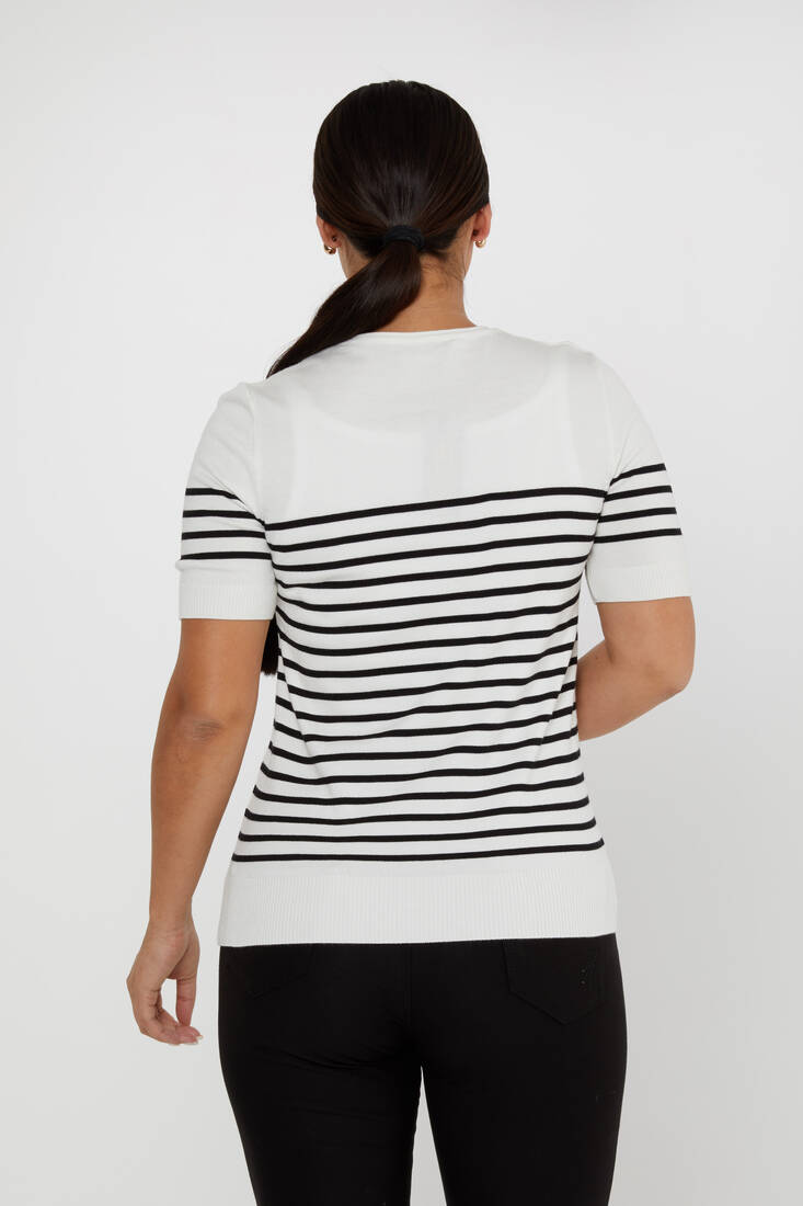 Kadın Triko Amerikan Model Ekru - 30396 | KAZEE Kadın Triko Amerikan Model Ekru - 30396 | KAZEE
