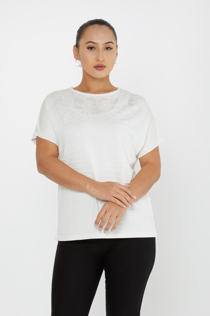 Kazee - Kadın Triko Amerikan Model Ekru - 30870 | KAZEE Kazee - Kadın Triko Amerikan Model Ekru - 30870 | KAZEE