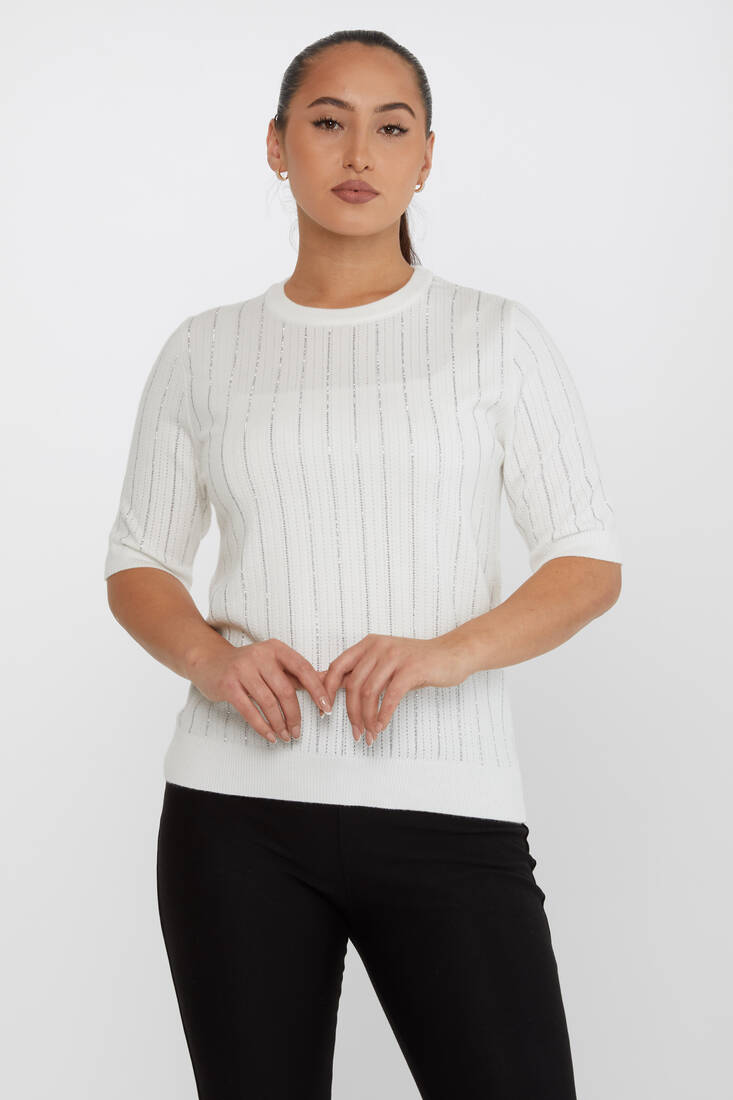 Kazee - Kadın Triko Amerikan Model Ekru - 31094 | KAZEE Kazee - Kadın Triko Amerikan Model Ekru - 31094 | KAZEE