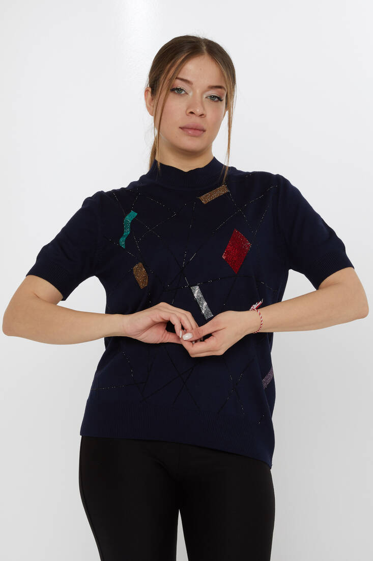 Kazee - Kadın Triko Amerikan Model Lacivert - 30078 | KAZEE