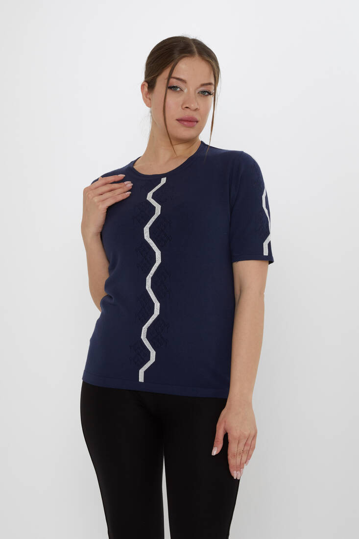 Kadın Triko Amerikan Model Lacivert - 31758 | KAZEE