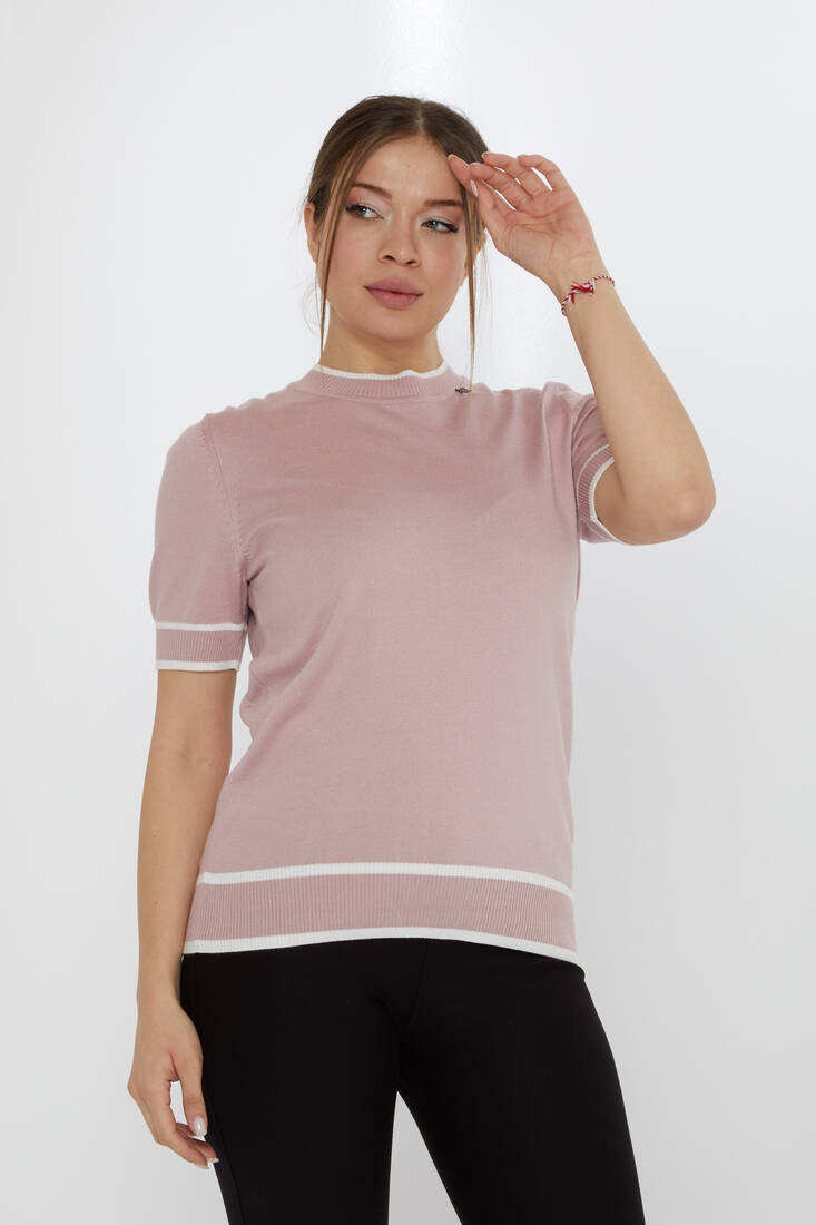 KAZEE - Kadın Triko Amerikan Model Pudra-Ekru - 31292 | KAZEE