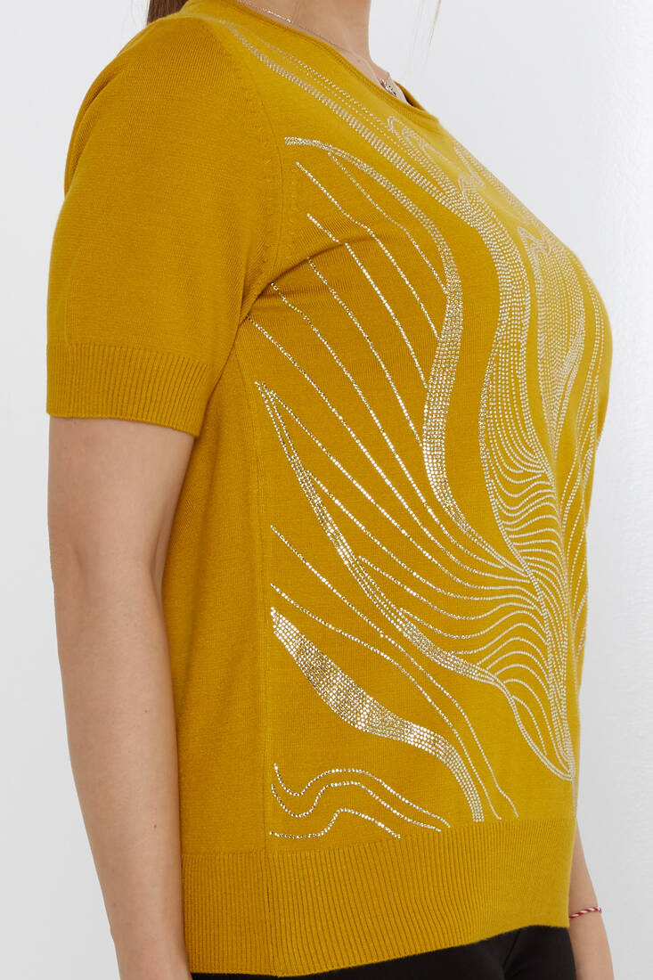 Kadın Triko Amerikan Model Safran - 30315 | KAZEE Kadın Triko Amerikan Model Safran - 30315 | KAZEE