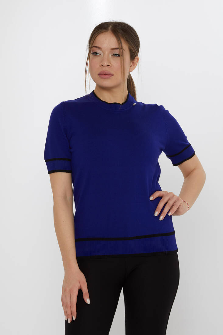 Kadın Triko Amerikan Model Saks-Siyah - 31292 | KAZEE