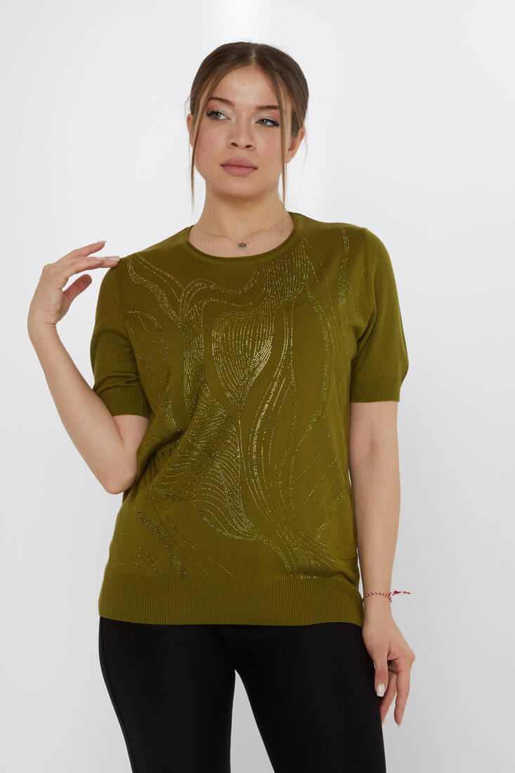 Kadın Triko Amerikan Model Yeşil - 30315 | KAZEE Kadın Triko Amerikan Model Yeşil - 30315 | KAZEE
