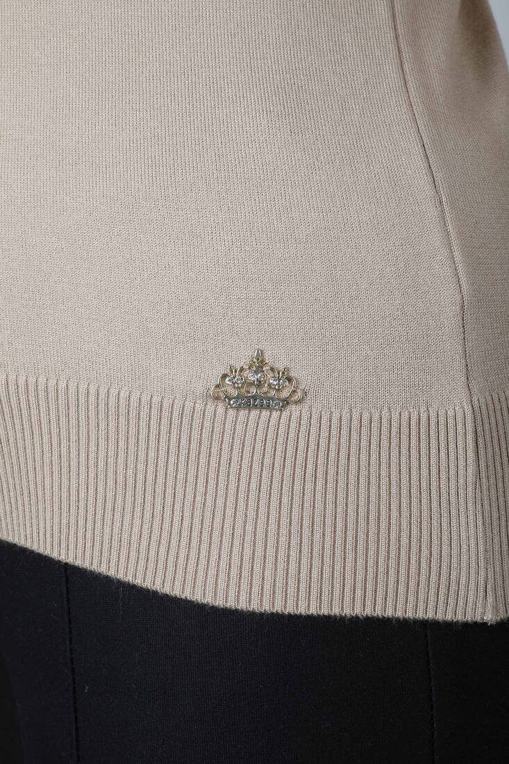 Kadın Triko Basic Amerikan Model Koyu Bej - 15943 | KAZEE Kadın Triko Basic Amerikan Model Koyu Bej - 15943 | KAZEE