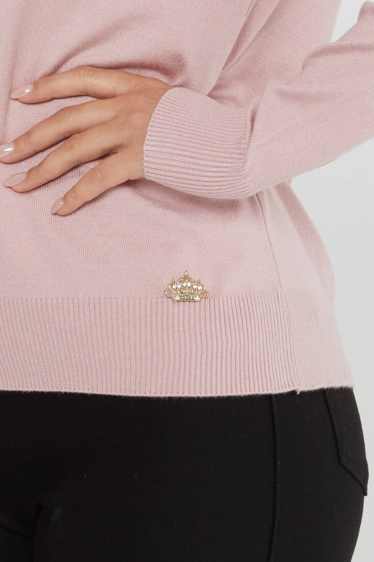 Kadın Triko Basic Bisiklet Yaka Pudra - 30899 | KAZEE Kadın Triko Basic Bisiklet Yaka Pudra - 30899 | KAZEE