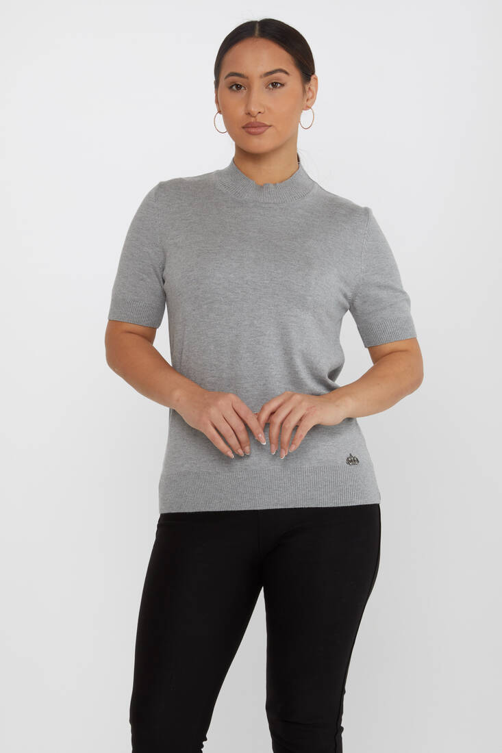 Kazee - Kadın Triko Basic Gri - 16168 | KAZEE