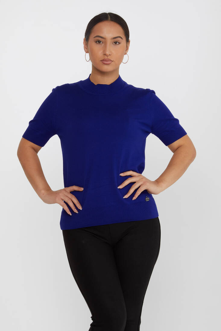 Kazee - Kadın Triko Basic Saks - 16168 | KAZEE