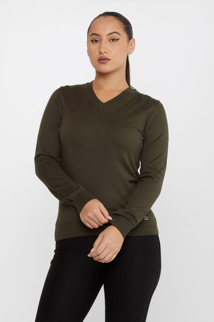 Kazee - Kadın Triko Basic V Yaka Vert - 30256 | KAZEE