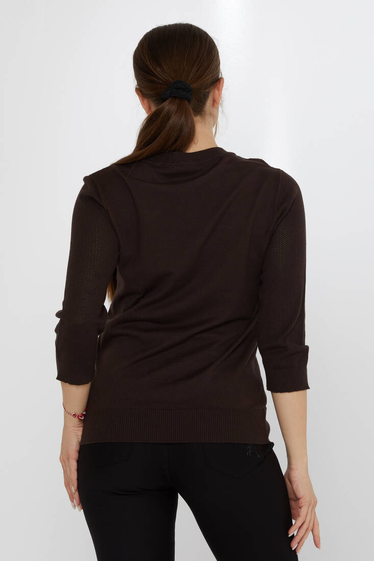 Kadın Triko Bisiklet Yaka Koyu Kahve - 30258 | KAZEE
