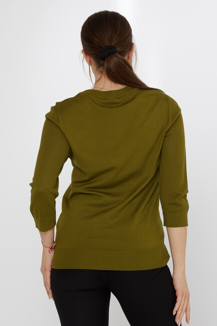 Kadın Triko Bisiklet Yaka Koyu Yeşil - 30258 | KAZEE - Thumbnail