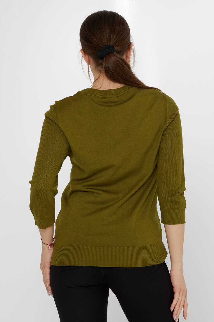 Kadın Triko Bisiklet Yaka Koyu Yeşil - 30258 | KAZEE