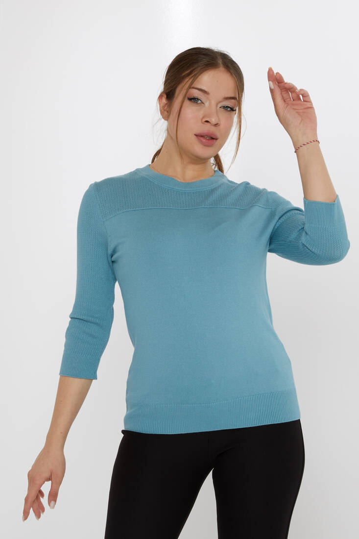 Kadın Triko Bisiklet Yaka Mint - 30258 | KAZEE