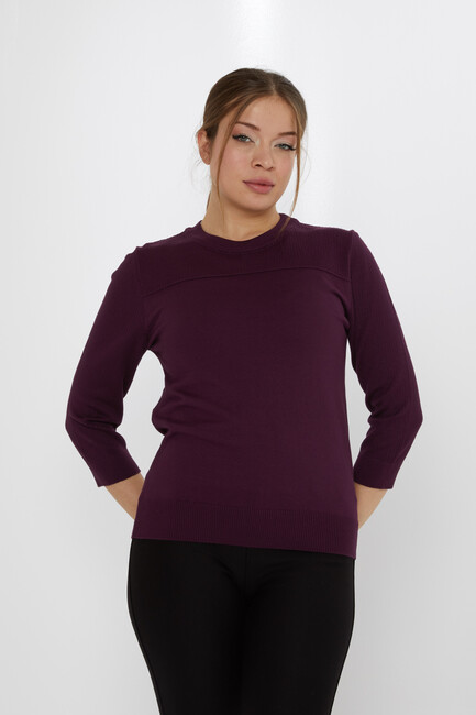 Kadın Triko Bisiklet Yaka Mor - 30258 | KAZEE - 2