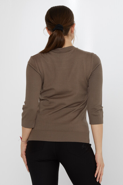 Kadın Triko Bisiklet Yaka Vizon - 30258 | KAZEE - Thumbnail