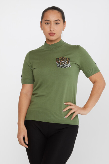 Kazee - Kadın Triko Cep Taş Detaylı Haki - 31623 | KAZEE Kazee - Kadın Triko Cep Taş Detaylı Haki - 31623 | KAZEE