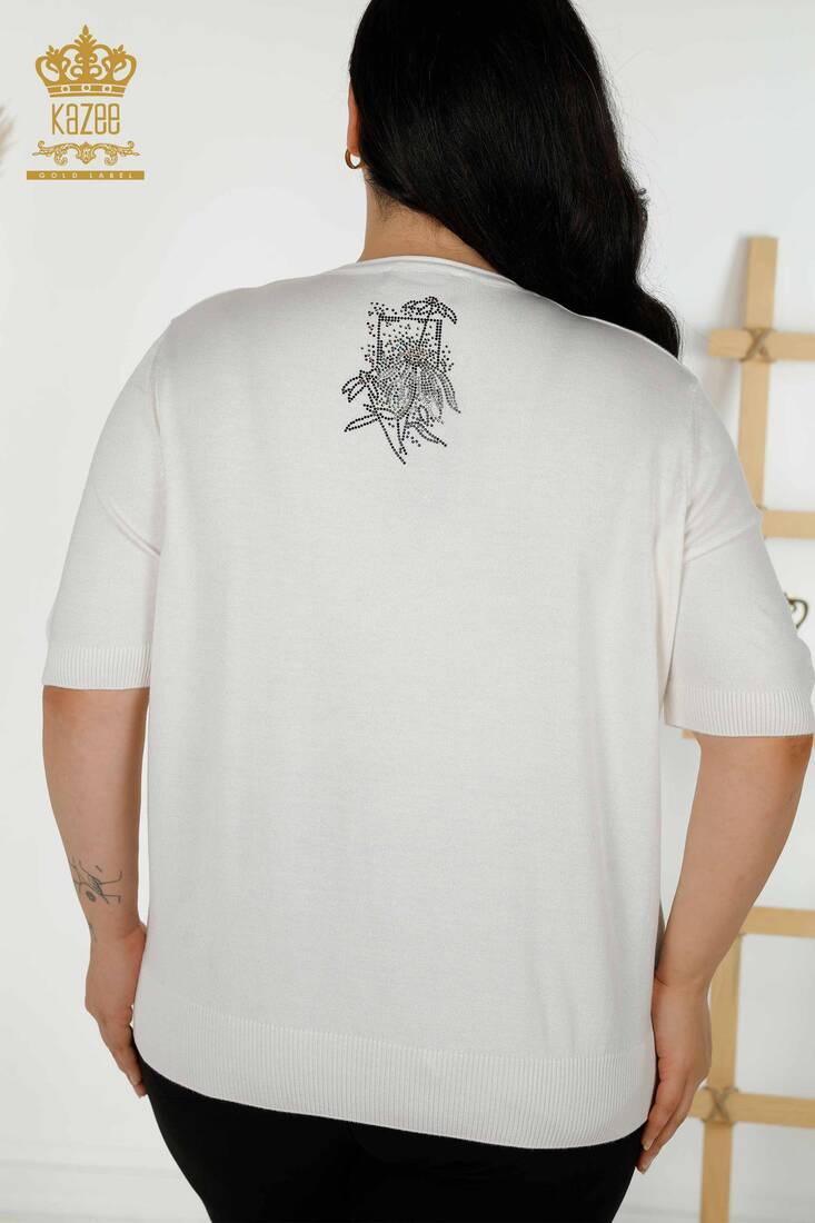Kadın Triko Çiçek Desenli Ekru - 16963 | KAZEE Kadın Triko Çiçek Desenli Ekru - 16963 | KAZEE