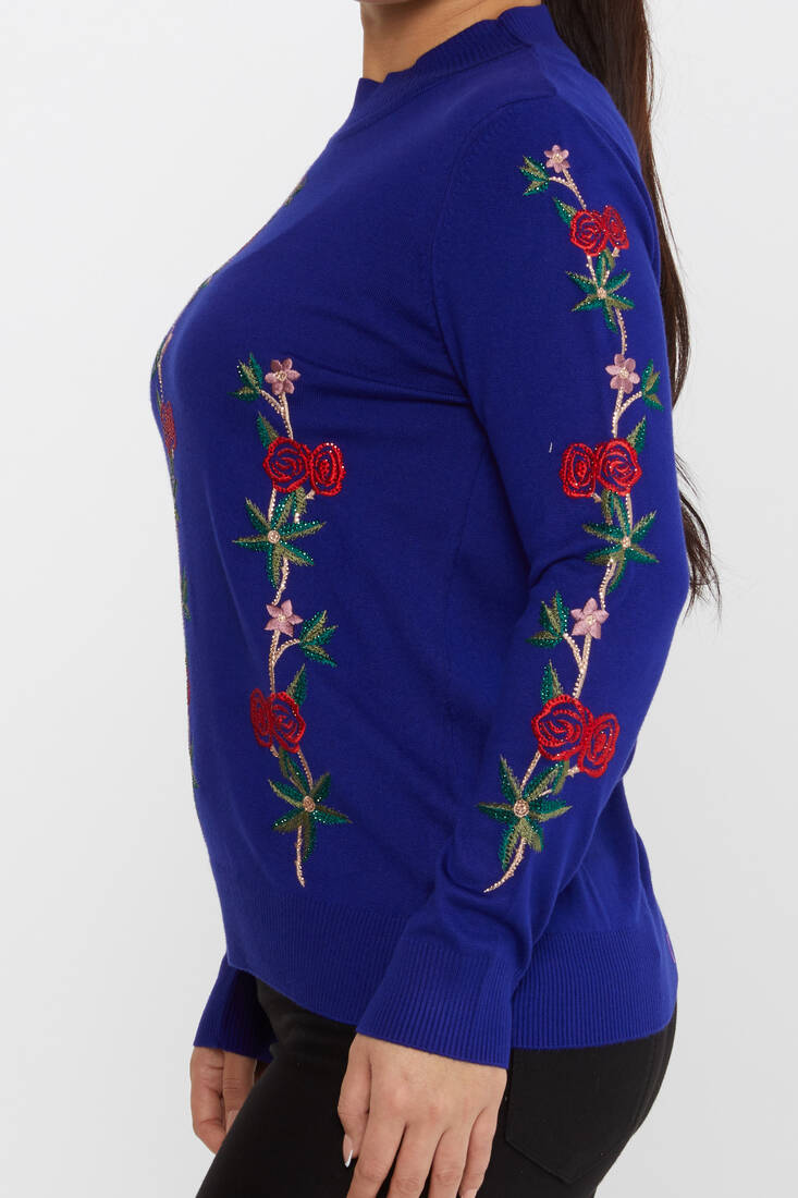 Kadın Triko Çiçek Desenli Saks - 16285 | KAZEE Kadın Triko Çiçek Desenli Saks - 16285 | KAZEE