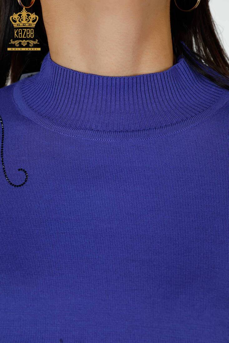 Kadın Triko Çiçek Desenli Violet - 16597 | KAZEE Kadın Triko Çiçek Desenli Violet - 16597 | KAZEE