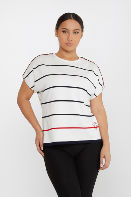 Kazee - Kadın Triko Çizgi Detaylı Ekru - 30874 | KAZEE Kazee - Kadın Triko Çizgi Detaylı Ekru - 30874 | KAZEE