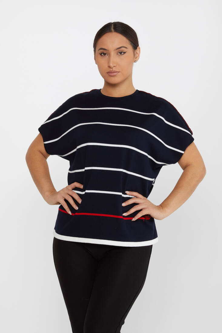 Kadın Triko Çizgi Detaylı Lacivert - 30874 | KAZEE Kadın Triko Çizgi Detaylı Lacivert - 30874 | KAZEE