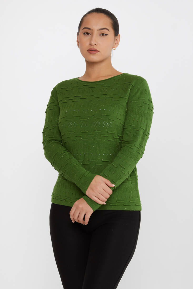 Kazee - Kadın Triko Desenli Yeşil - 31627 | KAZEE